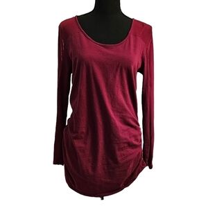 Ambiance Scoop Neck Sheer Sleeve Maroon Pull Over Maternity Top Size L
